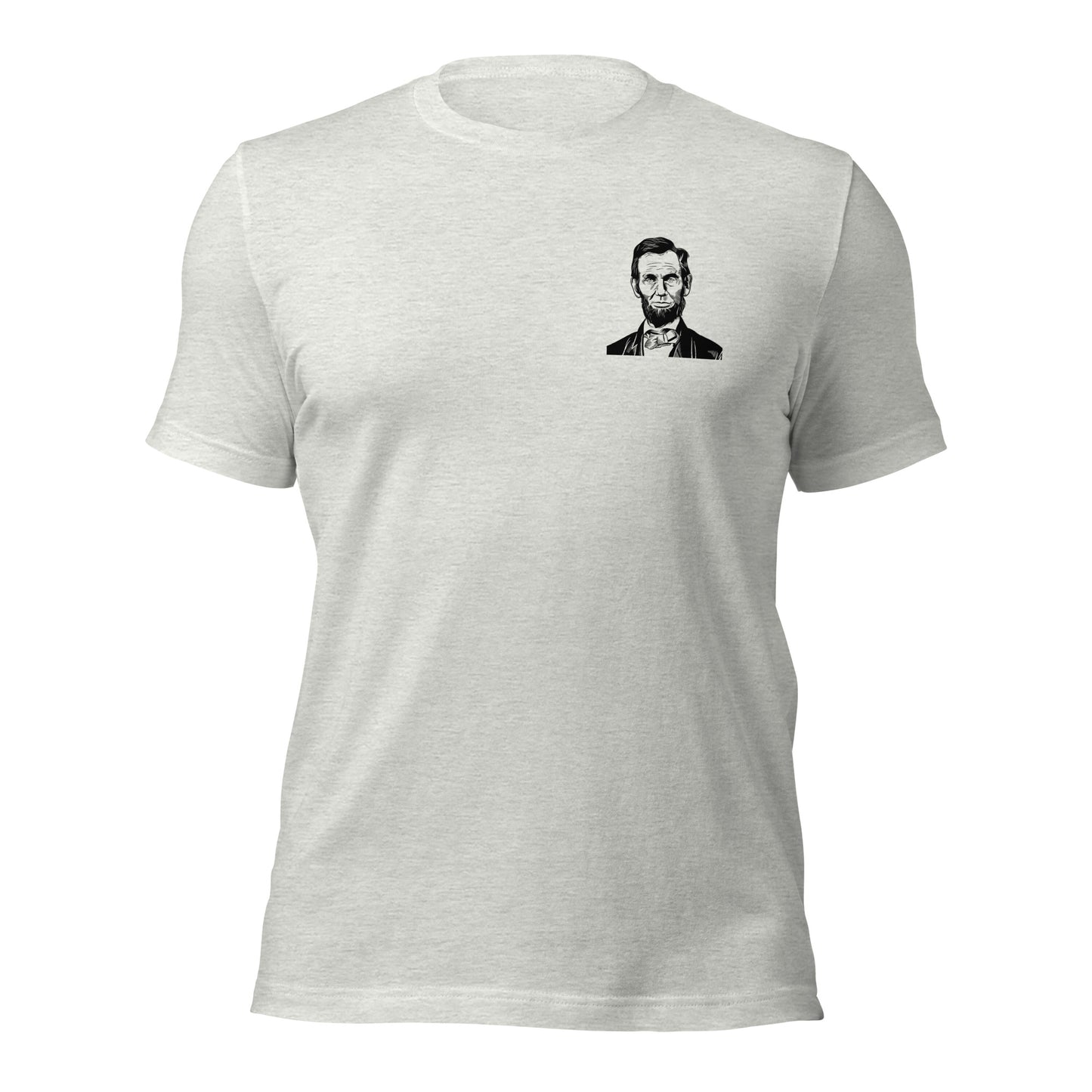 Ash grey Abraham Lincoln patriotic shirt that says those who deny freedom to others deserve it not for themselves created by graphic apparel shop Midnight Gypsy Designs as part of their patriotic apparel clothing line. Perfect USA patriotic tee, USA patriotic t-shirt, USA veterans shirt, We the People Shirt, USA Military Shirt, US Constitution Shirt, fourth of July shirt, patriotic pride shirt, USA veterans shirt, and Abraham Lincoln shirt.