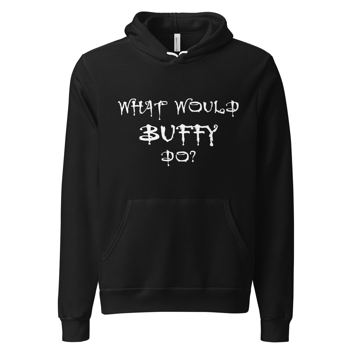 Black What Would Buffy Do shirt for fans of Buffy the Vampire Slayer TV show created by graphic apparel shop Midnight Gypsy Designs as part of their Buffy The Vampire Slayer apparel line. Perfect Buffy the Vampire Slayer shirt, Buffy Summers shirt, cute vampire shirt, Buffy Summers hoodie cute Buffy hoodie, cute Buffy shirt, What Would Buffy Do shirt, halloween vampire hoodie, and cute Halloween shirt.