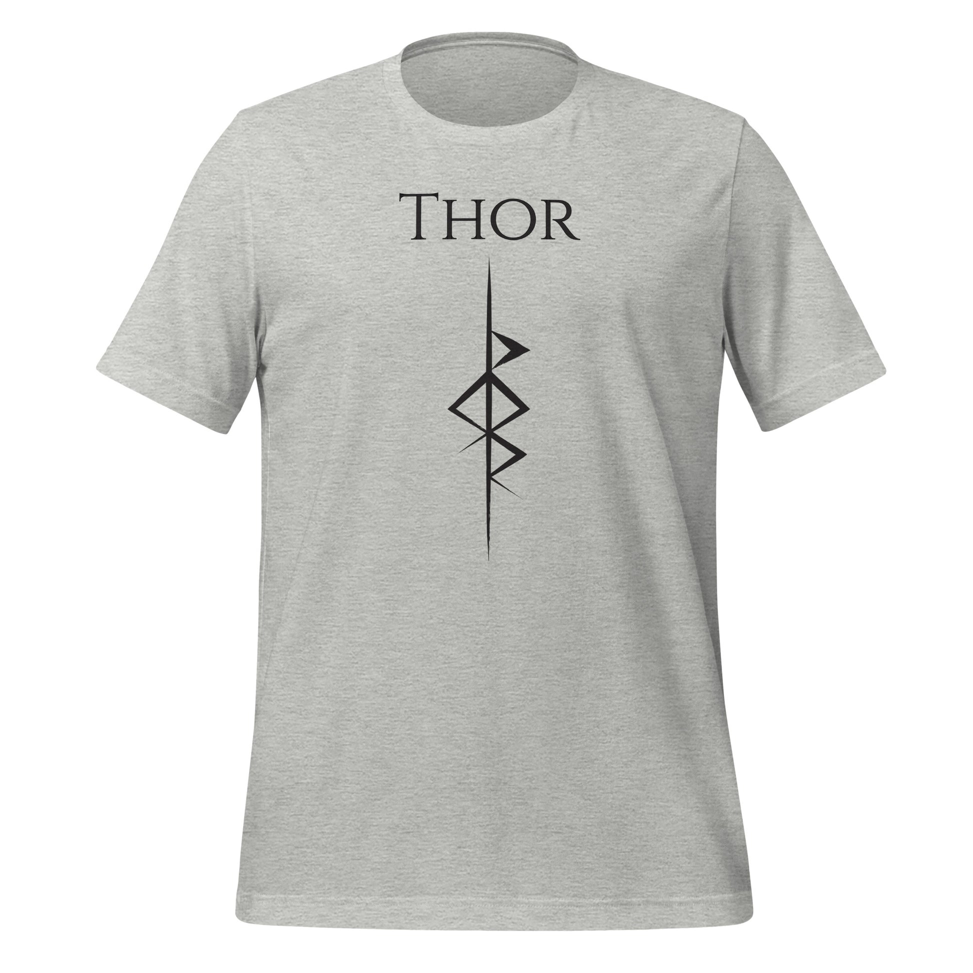 Athletic grey Thor God of Thunder shirt with Thor rune symbol. Perfect viking warrior shirt, viking Valhalla shirt, or viking rune shirt to celebrate viking heritage!