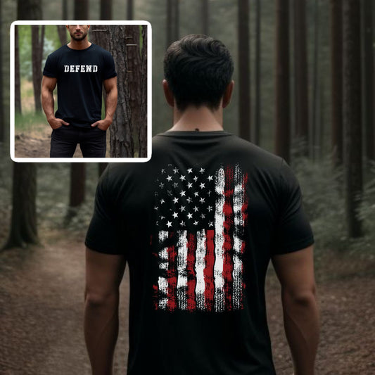 Defend USA American Flag Patriotic T-Shirt