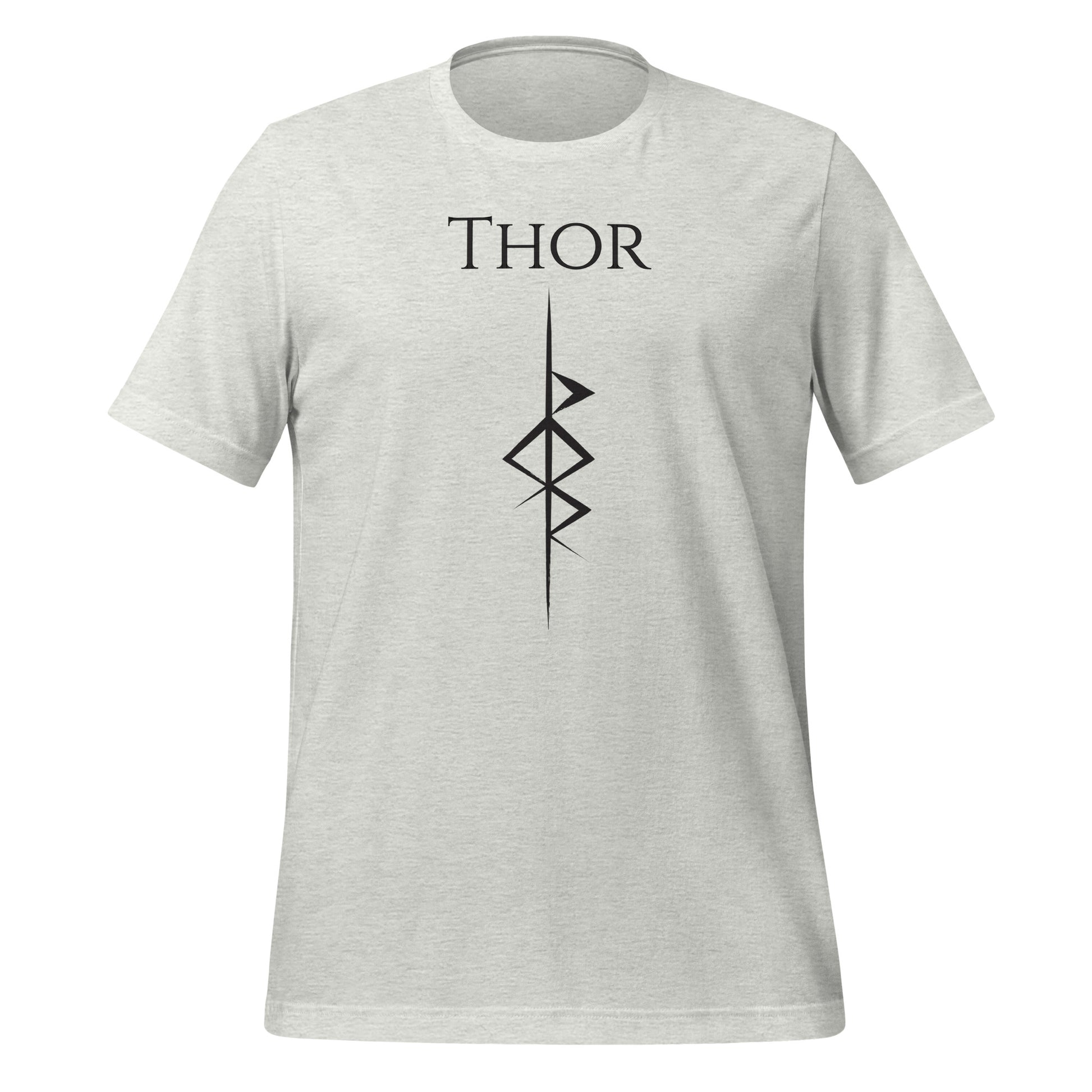 Light grey Thor God of Thunder shirt with Thor rune symbol. Perfect viking warrior shirt, viking Valhalla shirt, or viking rune shirt to celebrate viking heritage!