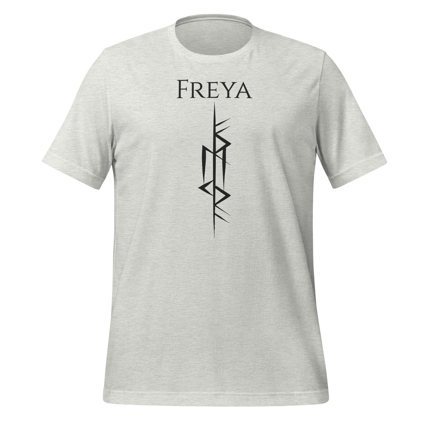 Grey Freya rune shirt with the Freya Futhark rune symbol created by Norse Viking apparel shop Midnight Gypsy Designs. Perfect viking rune shirt, viking warrior shirt, Freya Goddess of Love shirt, Freya viking shirt, or grey Freya shirt!