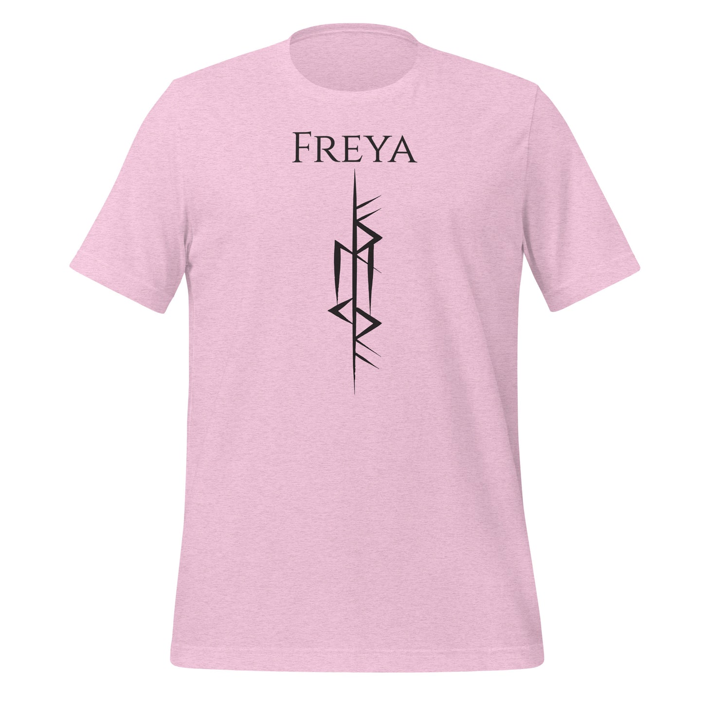 Lilac freya rune shirt with the Freya Futhark rune symbol created by Norse Viking apparel shop Midnight Gypsy Designs. Perfect viking rune shirt, viking warrior shirt, Freya Goddess of Love shirt, Freya viking shirt, or lilac Freya shirt!
