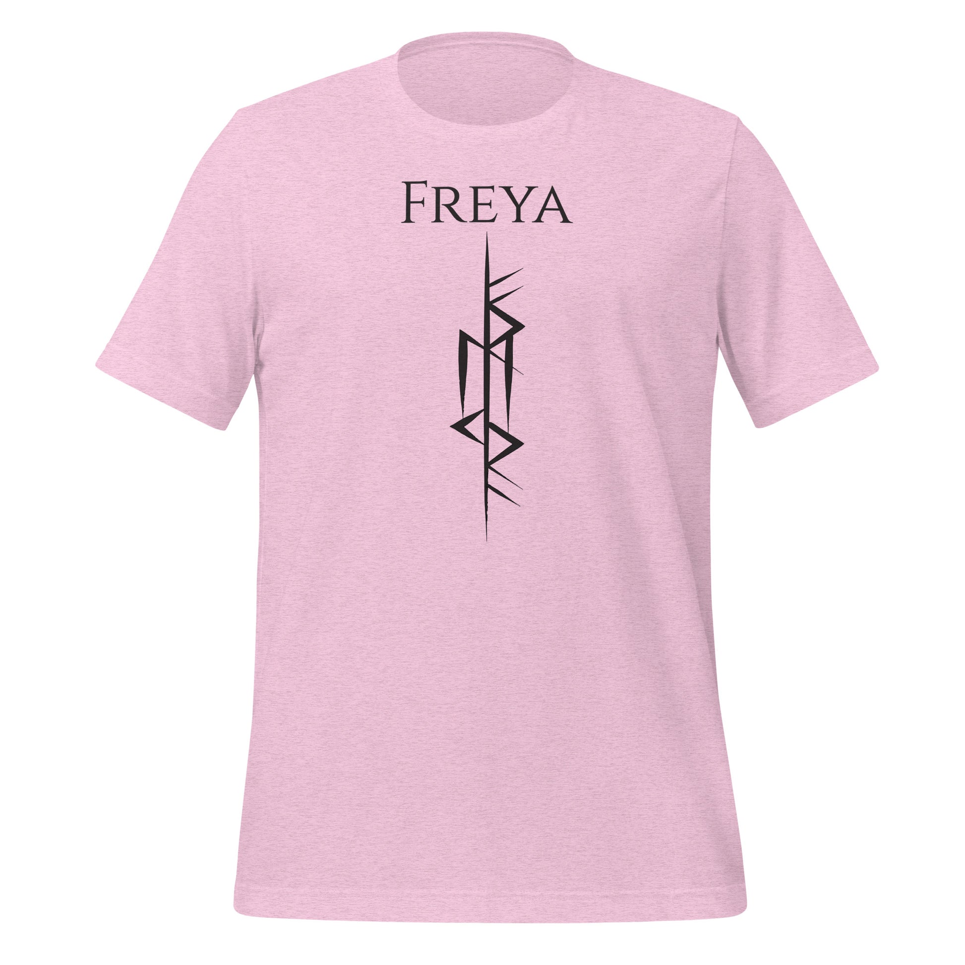 Lilac freya rune shirt with the Freya Futhark rune symbol created by Norse Viking apparel shop Midnight Gypsy Designs. Perfect viking rune shirt, viking warrior shirt, Freya Goddess of Love shirt, Freya viking shirt, or lilac Freya shirt!