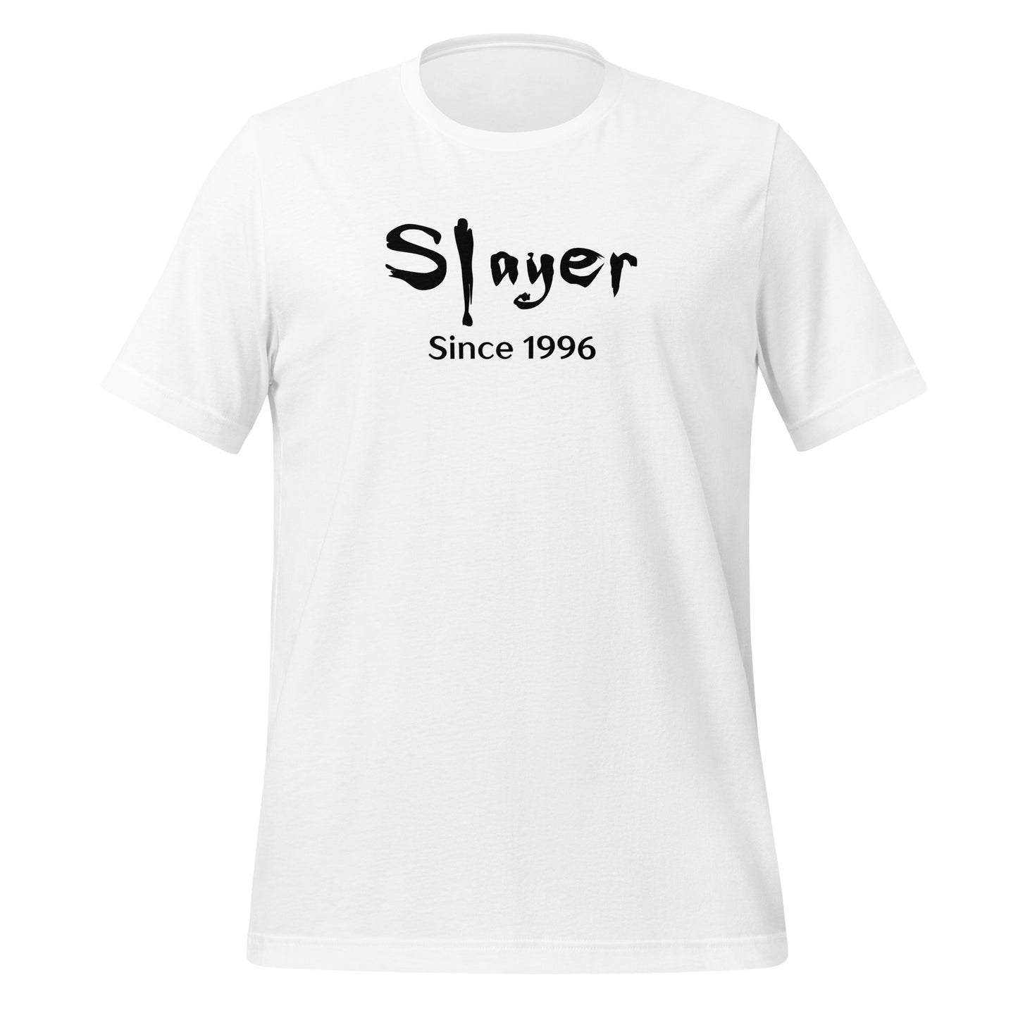 White Slayer Since 1996 Buffy the Vampire Slayer t-shirt created by clothing apparel shop Midnight Gypsy Designs.