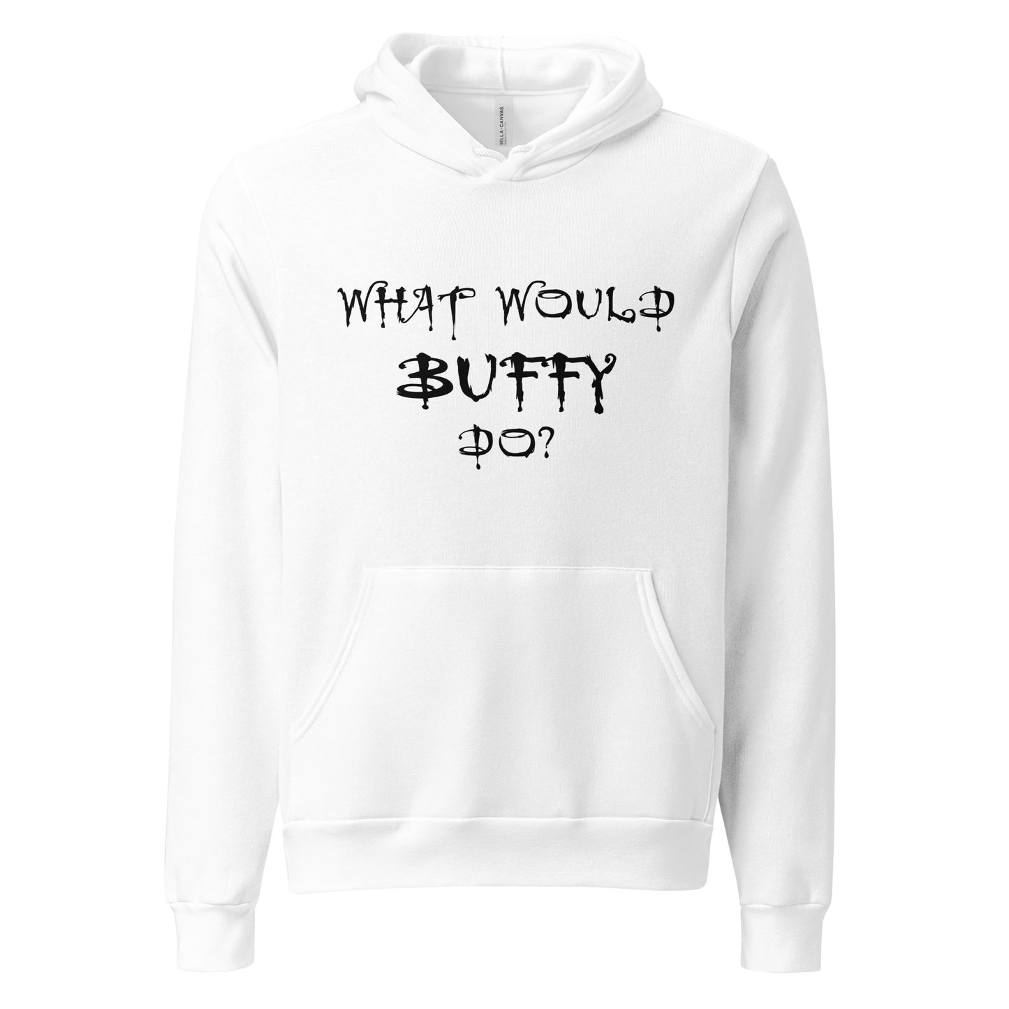 White What Would Buffy Do shirt for fans of Buffy the Vampire Slayer TV show created by graphic apparel shop Midnight Gypsy Designs as part of their Buffy The Vampire Slayer apparel line. Perfect Buffy the Vampire Slayer shirt, Buffy Summers shirt, cute vampire shirt, Buffy Summers hoodie cute Buffy hoodie, cute Buffy shirt, What Would Buffy Do shirt, halloween vampire hoodie, and cute Halloween shirt.